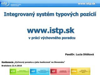 Konferencia „ Výchovný poradca a jeho budúcnosť na Slovensku“ Bratislava 22.4.2010
