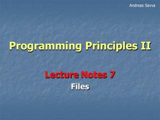 Programming Principles II