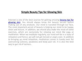 Simple Beauty Tips for Glowing Skin