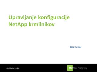 Upravljanje konfiguracije NetApp krmilnikov