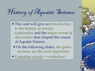 History of Aquatic Science