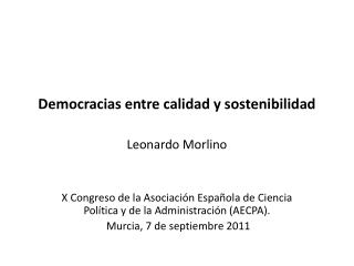 Democracias entre calidad y sostenibilidad