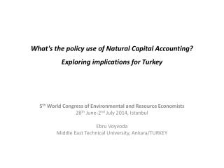 What's the policy use of Natural Capital Accounting? Exploring implications for Turkey