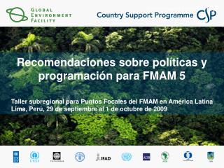 Recomendaciones sobre pol íticas y programación para FMAM 5