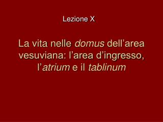 La vita nelle domus dell’area vesuviana: l’area d’ingresso, l’ atrium e il tablinum