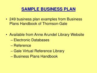 SAMPLE BUSINESS PLAN