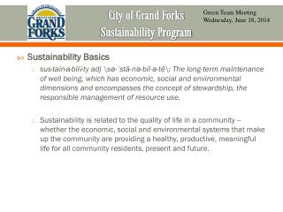 City of Grand Forks Sustainability Program