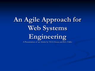 An Agile Approach for Web Systems Engineering