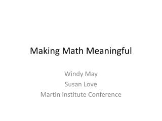 Making Math Meaningful