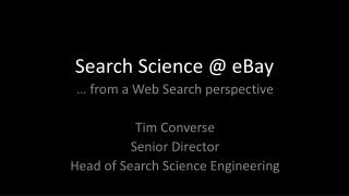 Search Science @ eBay