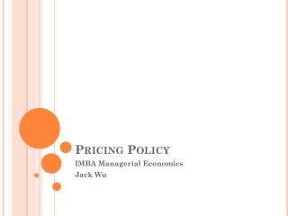 Pricing Policy