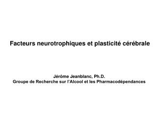 Facteurs neurotrophiques et plasticité cérébrale