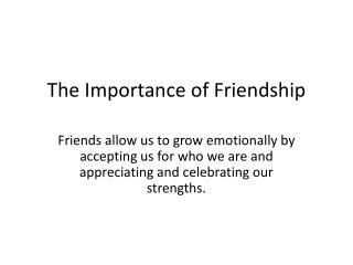 The Importance of Friendship