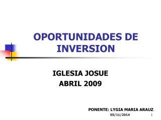 OPORTUNIDADES DE INVERSION