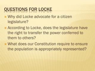 Questions for Locke