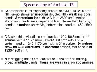 Spectroscopy of Amines - IR