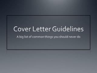 Cover Letter Guidelines