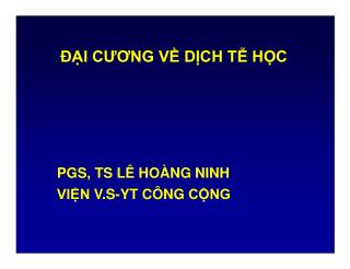 ĐẠI CƯƠNG VỀ DỊCH TỄ HỌC