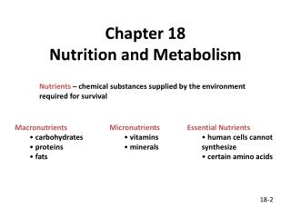 Chapter 18 Nutrition and Metabolism