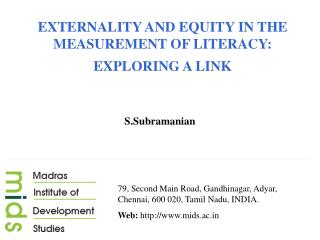 EXTERNALITY AND EQUITY IN THE MEASUREMENT OF LITERACY: EXPLORING A LINK