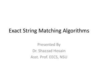 Exact String Matching Algorithms