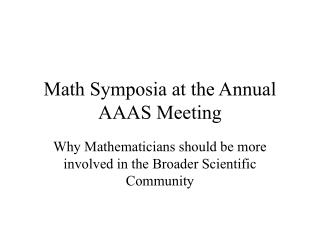 Math Symposia at the Annual AAAS Meeting