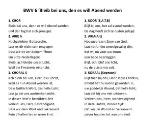 BWV 6 ‘ Bleib bei uns , den es will Abend werden