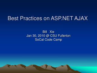 Best Practices on ASP.NET AJAX