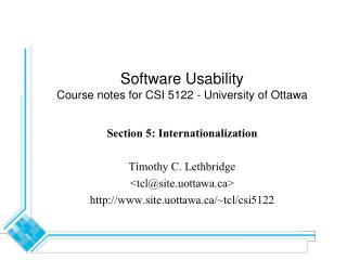Software Usability Course notes for CSI 5122 - University of Ottawa