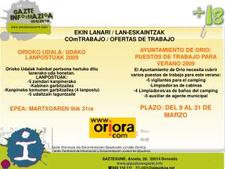 EKIN LANARI / LAN-ESKAINTZAK COmTRABAJO / OFERTAS DE TRABAJO