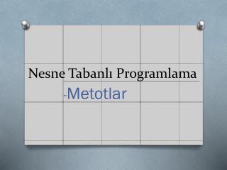 Nesne Tabanlı Programlama
