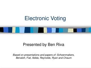 Electronic Voting