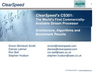 ClearSpeed’s CS301: The World’s First Commercially-Available Stream Processor