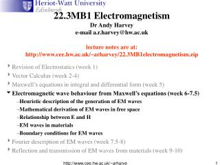 Revision of Electrostatics (week 1) Vector Calculus (week 2-4)