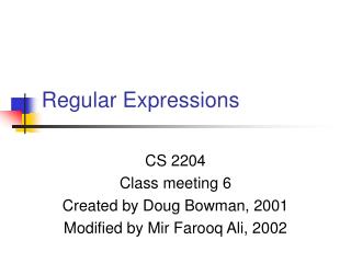 Regular Expressions