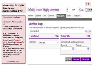 Information for FedEx Department Administrators (DA’s)