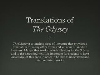 Translations of The Odyssey
