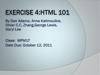 EXERCISE 4:HTML 101