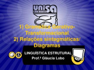 1) Gramática Gerativo-Transformacional 2) Relações sintagmáticas/ Diagramas