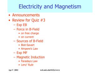 Electricity and Magnetism