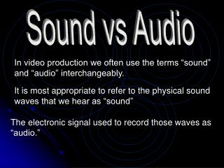 In video production we often use the terms “sound” and “audio” interchangeably.