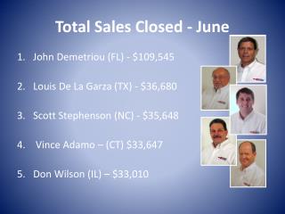 Total Sales Closed - June