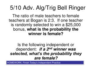 5/10 Adv. Alg/Trig Bell Ringer