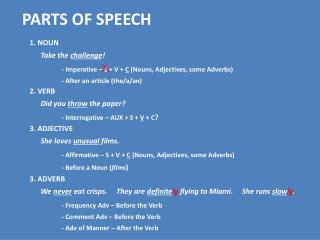 PARTS OF SPEECH