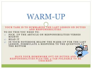 WARM-UP