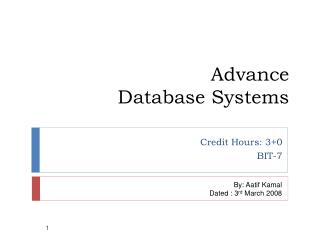 Advance Database Systems