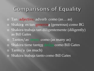 Comparisons of Equality