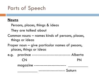 Parts of Speech