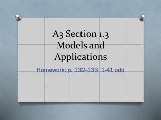 A3 Section 1.3 Models and Applications