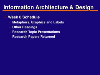 Information Architecture &amp; Design